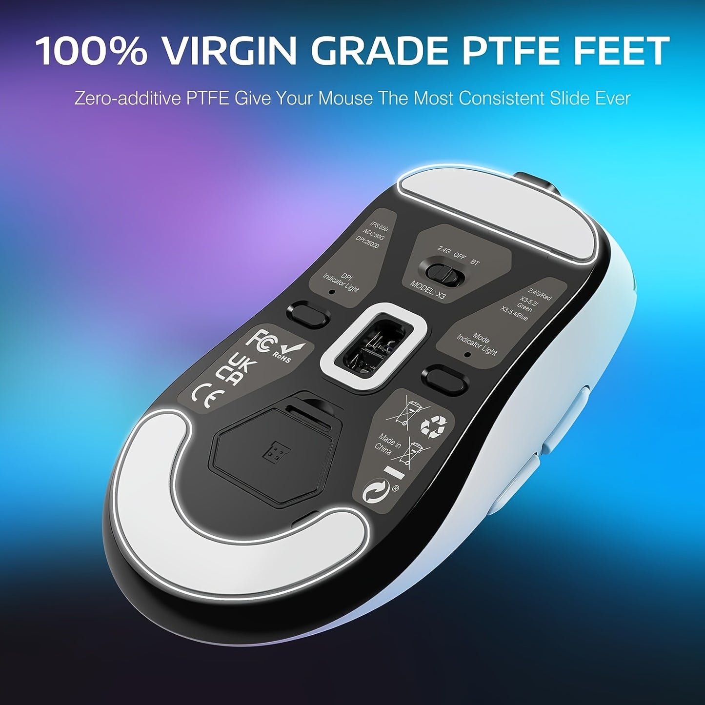 X3 Lightweight Wireless Gaming Mouse With Tri-Mode 2.4G