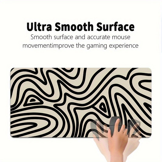 Large HD Abstract Line Art Gaming Mouse Pad - Non-Slip Rubber Base Rectangular Desk Mat