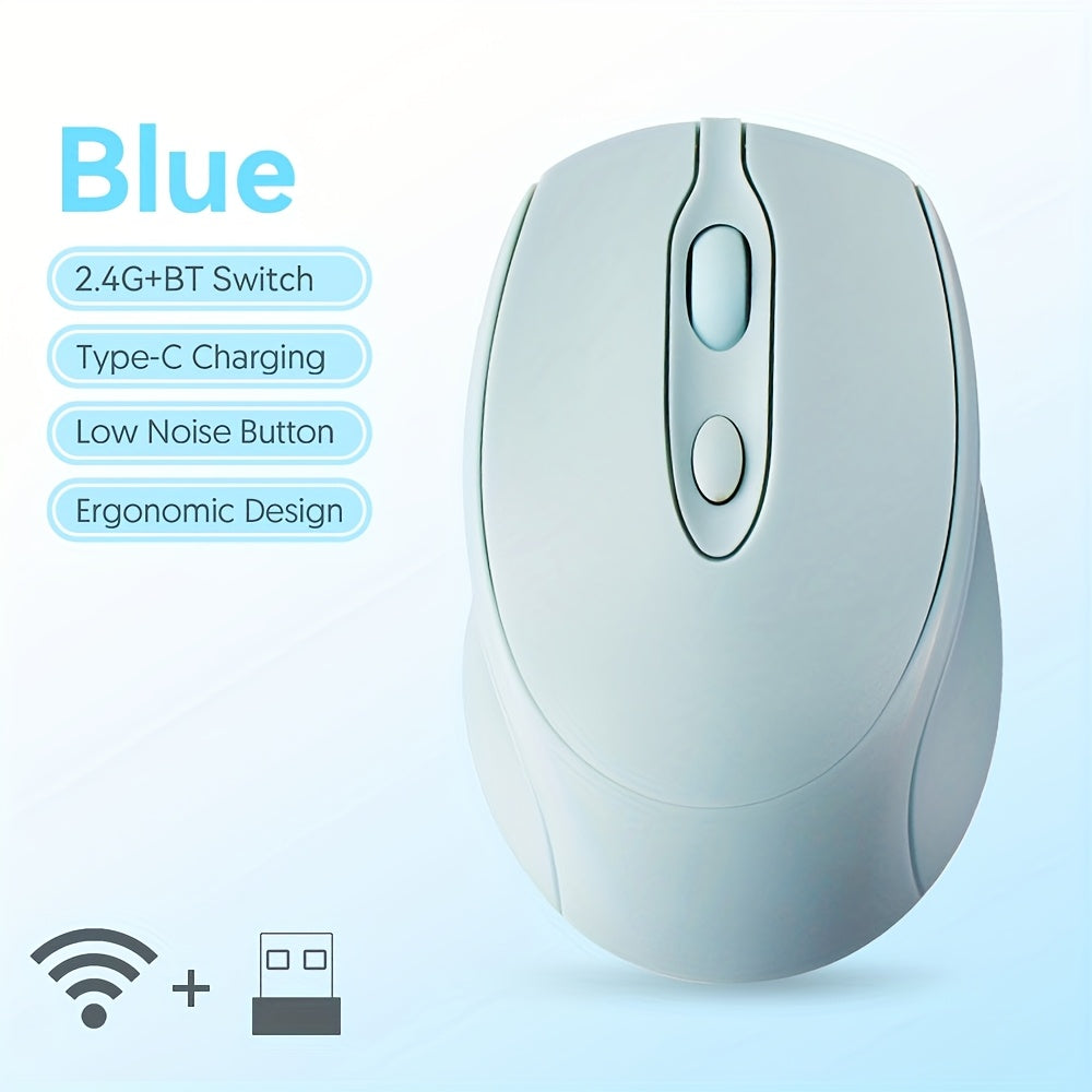 Wireless Silent Mouse Wireless Silent Mouse | Ambidextrous Dual-Mode Ergonomic Type-C Rechargeable for Office