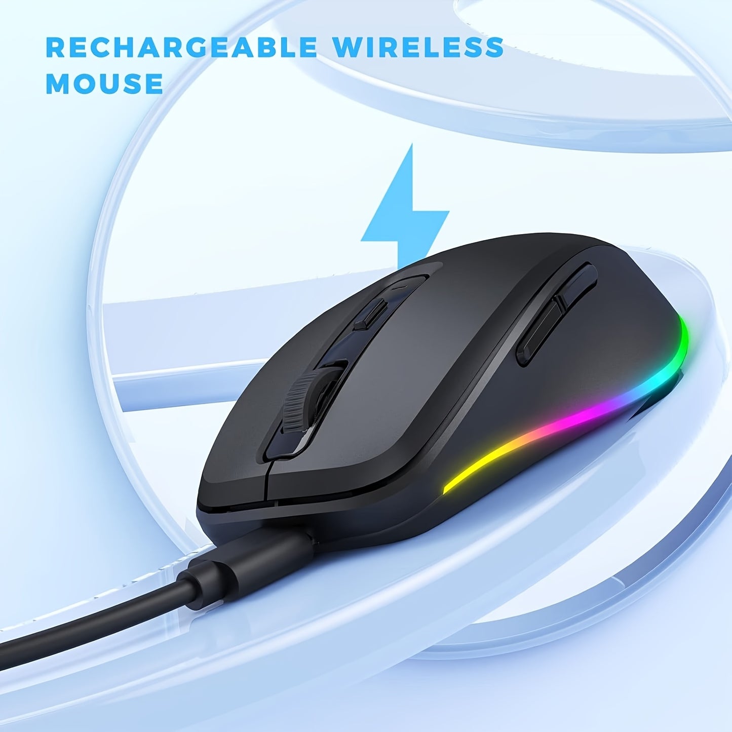 Seenda Wireless Mouse, Rechargeable Light Up LED Mouse, Office Mouse