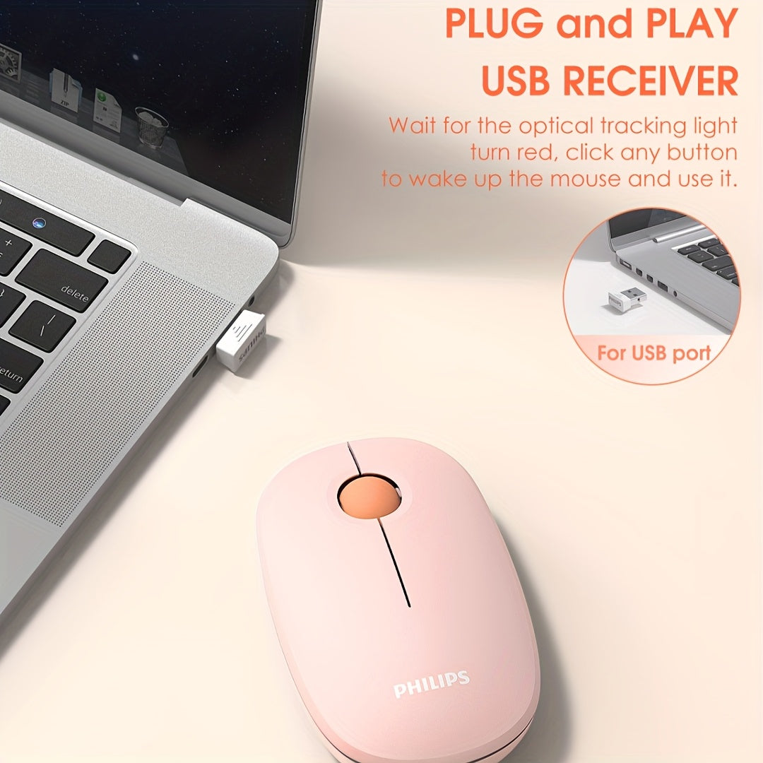 Girl Pink Business Mouse, 1600DPI, Simple and Casual Wireless Mouse