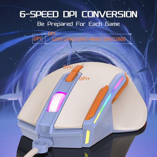 ZIYOU LANG M2 Wired Gaming Mouse With 6 Types RGB Backlit High Precision Adjustable 12800DPI, PC Gaming Macro Programming Mouse Conform Right Hand Engineering USB Plug Play For Laptop Mac
