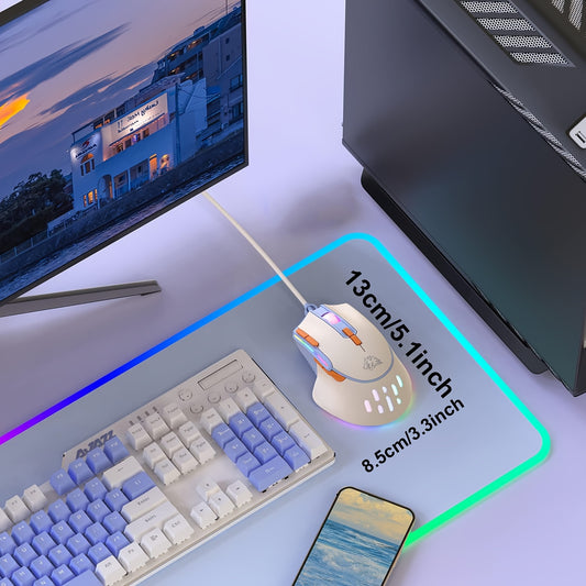 MAGIC-REFINER M2 Wired Gaming Mouse with 6 Types RGB Backlit High Precision, PC Gaming Macro Programming Mouse Conform Right Hand Engineering USB Plug Play for Laptop