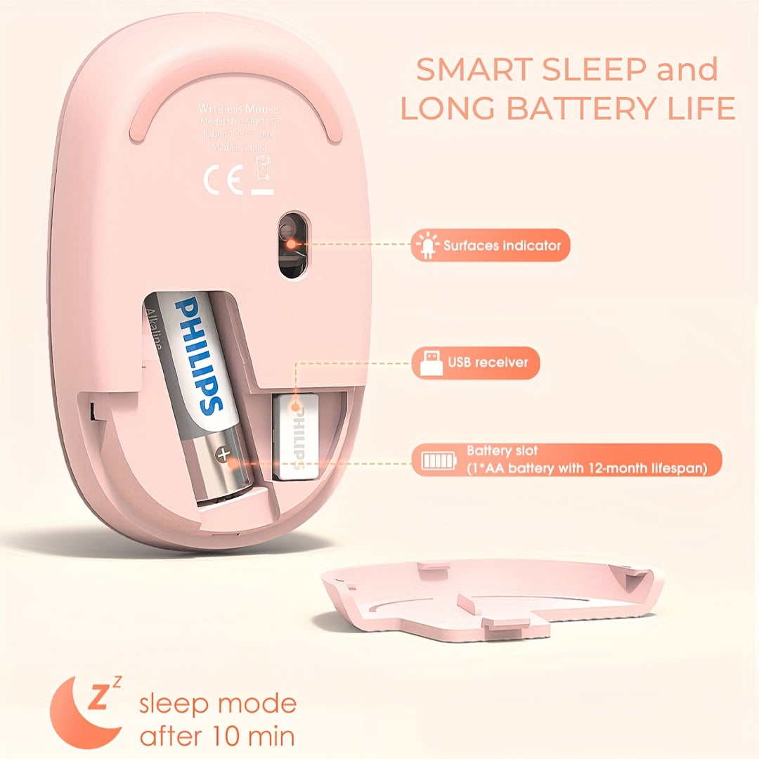 Girl Pink Business Mouse, 1600DPI, Simple and Casual Wireless Mouse