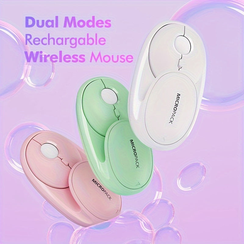 Rechargeable Wireless Mouse 2.4G\u002FBT Dual Mode, 2.4GHz Portable Cordless Mice PC, Laptop