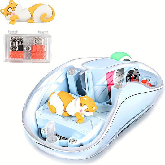 Cute Wireless USB C Mouse - Bluetooth Triple Mode Rechargeable Cartoon Mouse for Laptops