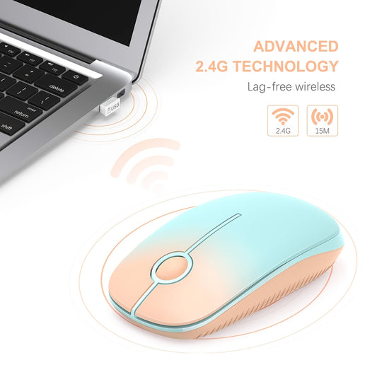 Wireless Mouse - 2.4G Slim Portable Computer Mouse with Nano Receiver