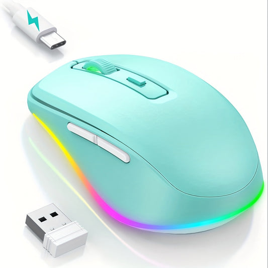 Seenda Wireless Mouse, Rechargeable Light Up LED Mouse, Office Mouse