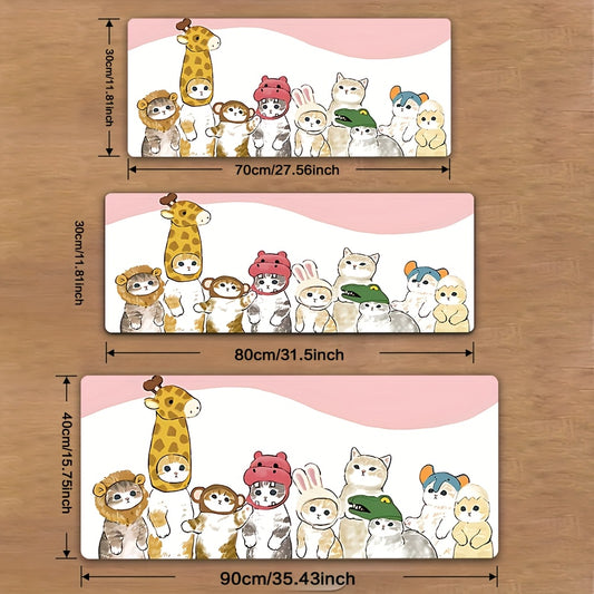 1pc Cute Kawaii Cartoon Animal Design Gaming Mouse Pad & Desk Mat - Non-Slip Rubber Base