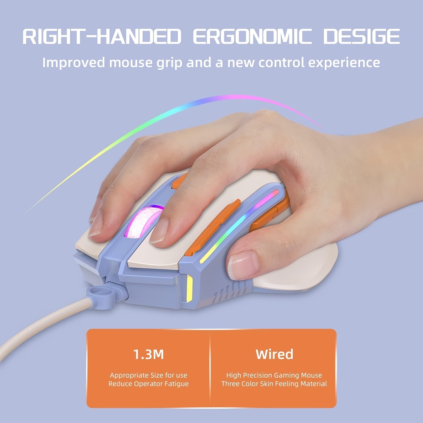 MAGIC-REFINER M2 Wired Gaming Mouse with 6 Types RGB Backlit High Precision, PC Gaming Macro Programming Mouse Conform Right Hand Engineering USB Plug Play for Laptop