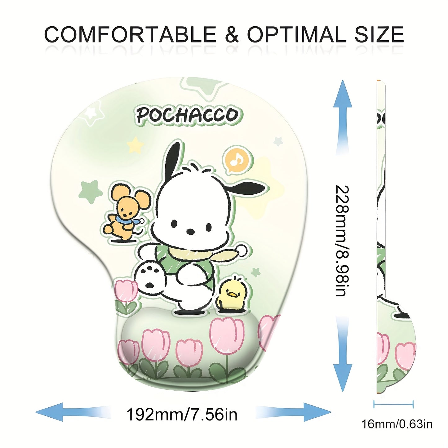 Ergonomic Wrist Mouse Pad - Cute Kawaii Gaming & Office Mat with Non-Slip Base