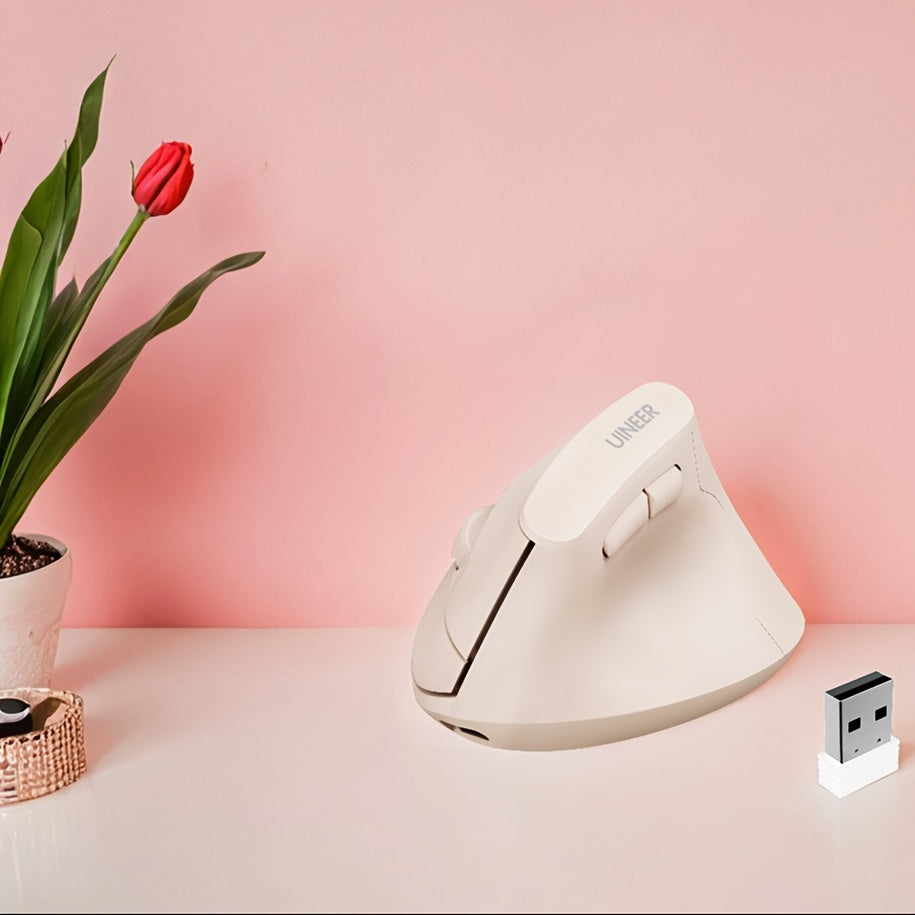 2.4G Connectivity, Vertical Ergonomic Wireless Mouse for Women – Rechargeable