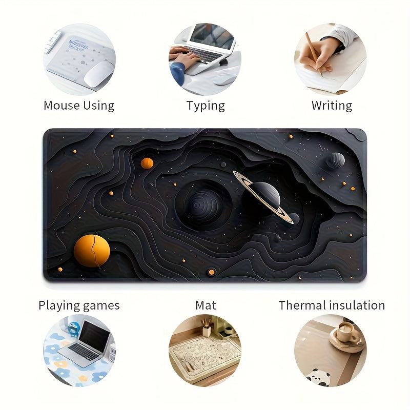 Galactic Space Gaming Mat Vibrant Cosmic Design Large Gaming Mouse Pad & Desk Mat - Galactic Space Planet Themed