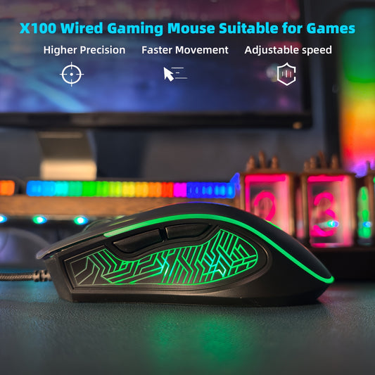 Wired Gaming Mouse with LED Lighting & Braided Cable (for extended service life). Its proper curved grooves fit the hand shape, keeping you comfortable even during long gaming sessions, and it is compatible with PCs, laptops and desktop computers.