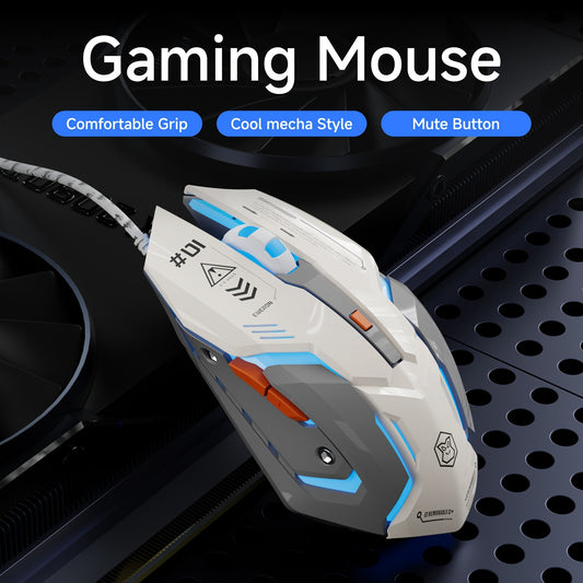 EWEADN Wired Silent Mouse with Glossy ABS Surface & Matte Base, Rubber Scroll Wheel
