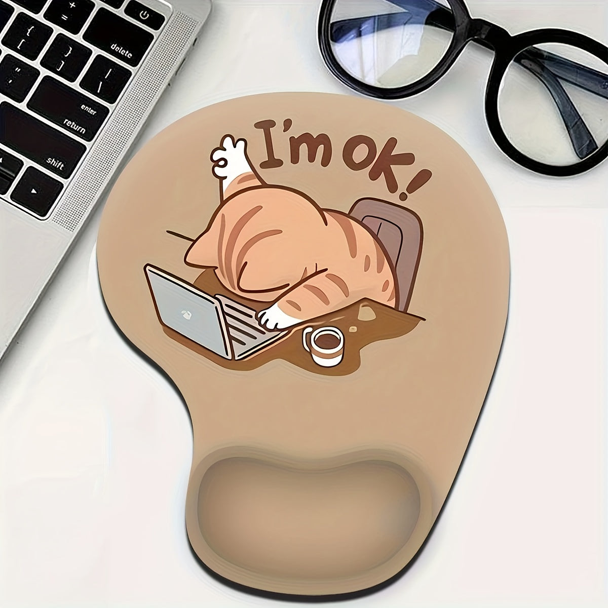Ergonomic Mouse Pad with Wrist Support - Comfortable Non-Slip Base