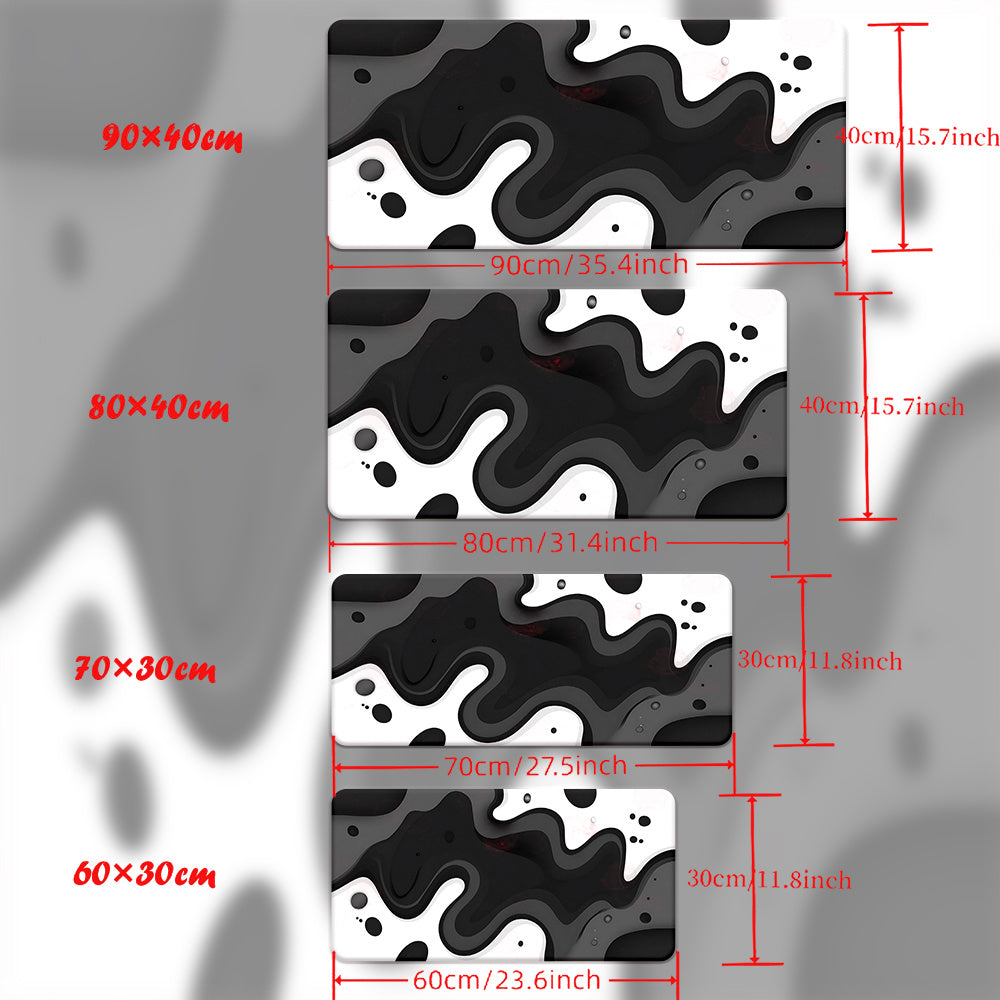 1pc Elegant Black & White Marble Pattern Rubber Mouse Mat - Ideal for Gaming & Office Use