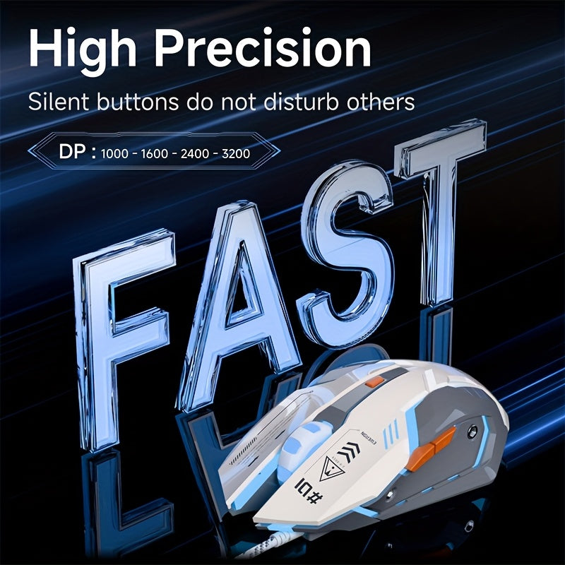 EWEADN Wired Silent Mouse with Glossy ABS Surface & Matte Base, Rubber Scroll Wheel