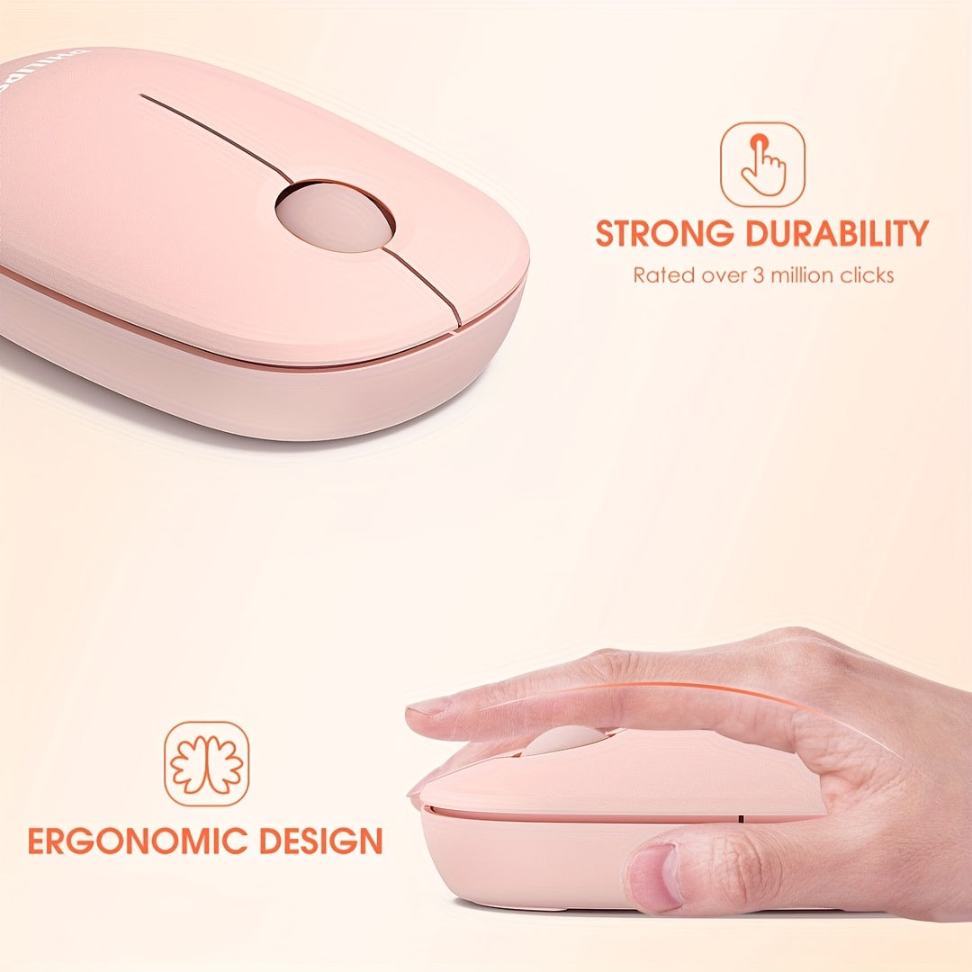 For Philips Wireless Mouse, Silent Click, Portable USB Wireless Mouse, Suitable for PC, Laptop, Gaming