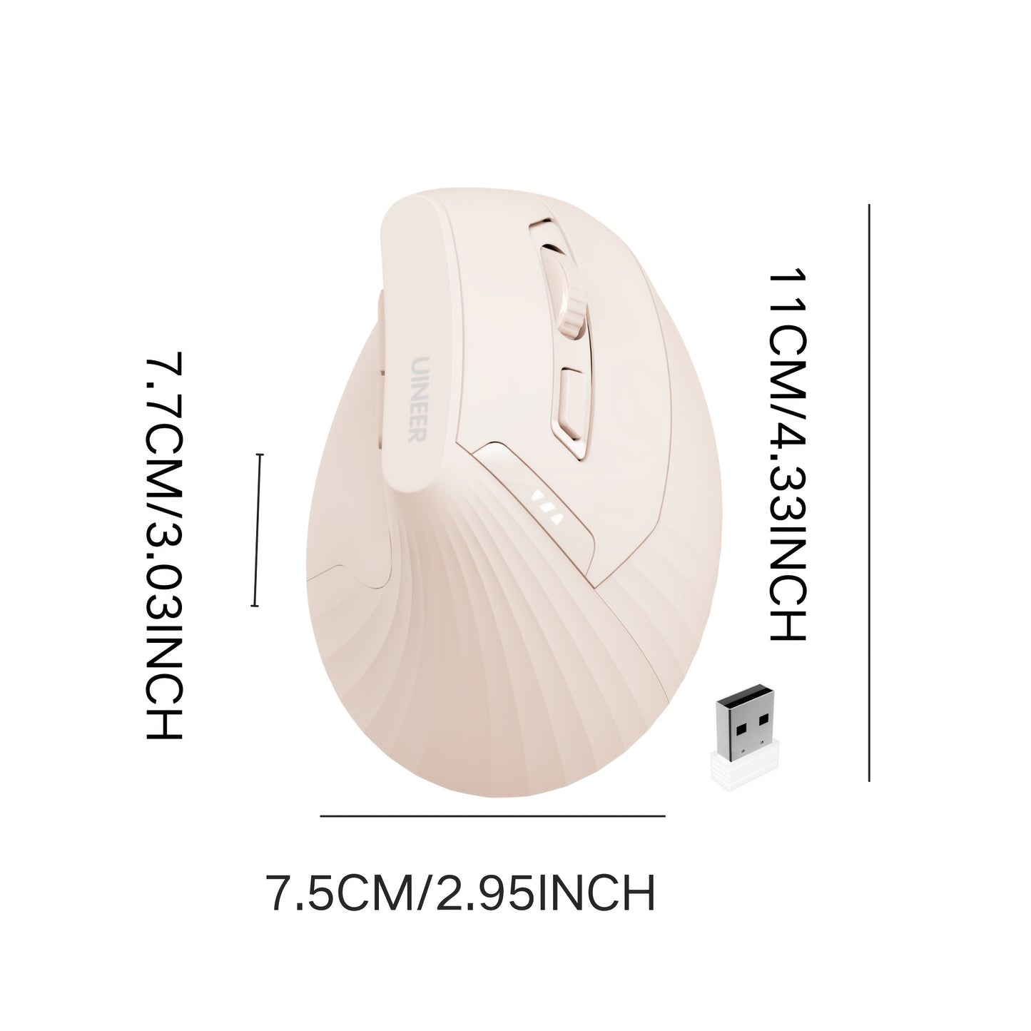 2.4G Connectivity, Vertical Ergonomic Wireless Mouse for Women – Rechargeable