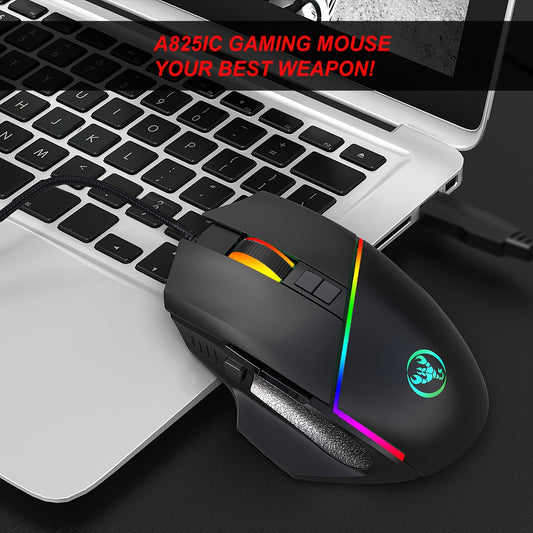 HXSJ new USB wired gaming mouse with RGB lighting and 8 buttons optical mouse suitable for gaming