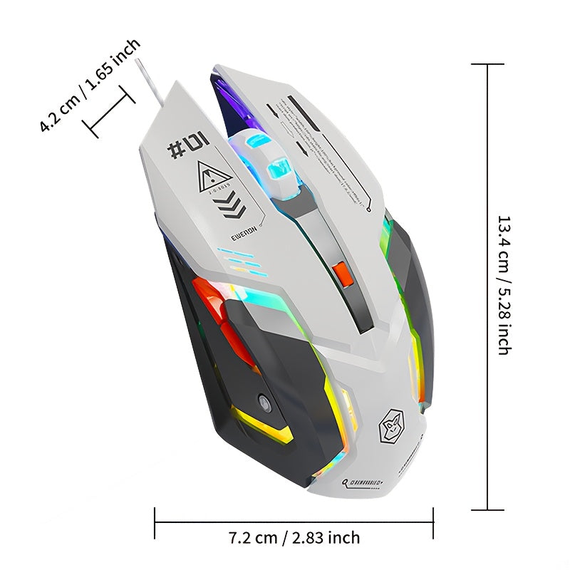 EWEADN Wired Silent Mouse with Glossy ABS Surface & Matte Base, Rubber Scroll Wheel