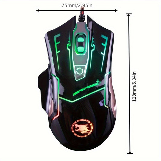 Ergonomic wired gaming mouse - 7 lighting effects, USB powered, suitable for PC and laptop gaming