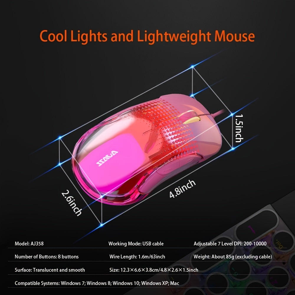 AJAZZ AJ358 RGB Lightweight Gaming Mouse-translucent LED