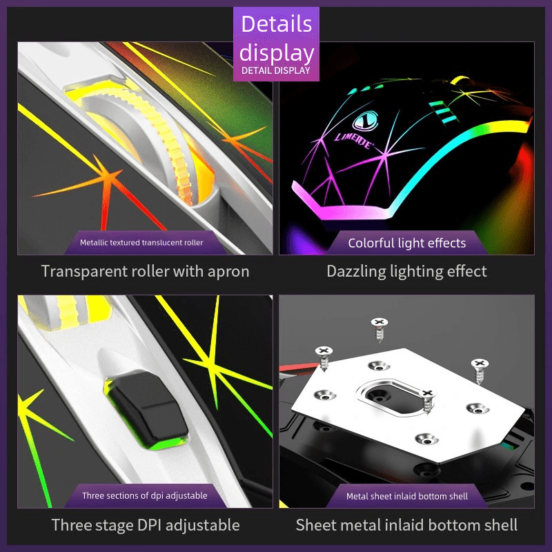 4D Colorful Wired USB Gaming Mouse, Optical Sensor, Ergonomic Design