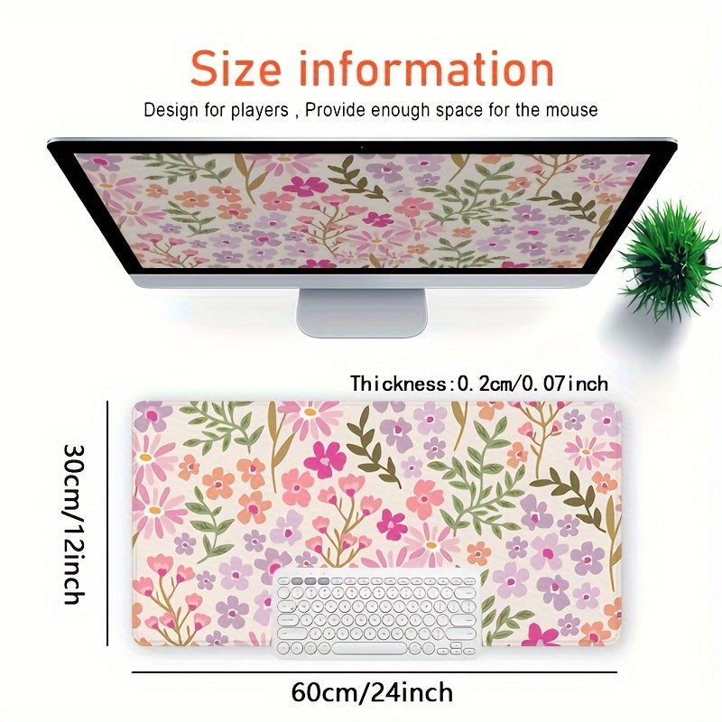 Large Pink Purple Lily Flower Mouse Pad with Non-Slip Rubber Base - Elegant Beige