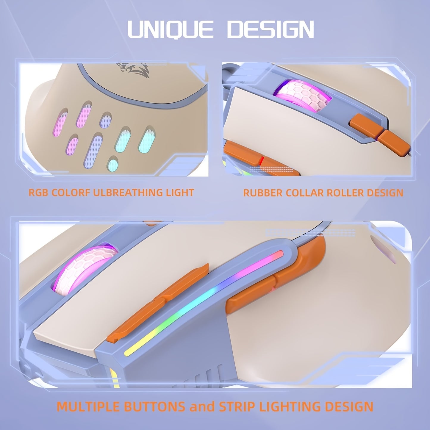 MAGIC-REFINER M2 Wired Gaming Mouse with 6 Types RGB Backlit High Precision, PC Gaming Macro Programming Mouse Conform Right Hand Engineering USB Plug Play for Laptop