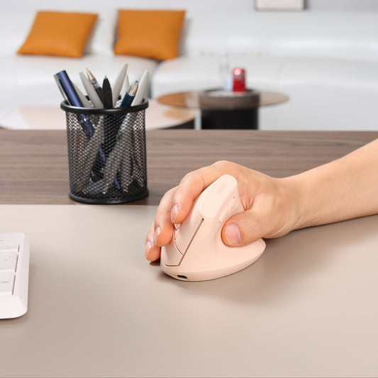 2.4G Connectivity, Vertical Ergonomic Wireless Mouse for Women – Rechargeable