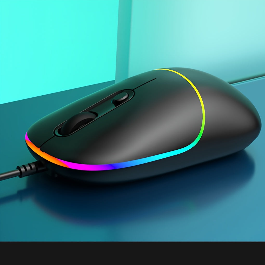 Ultra Quiet Wired Mouse Plug and Play 6400 DPI with RGB Backlight Office Mouse Perfect for PC and Laptop
