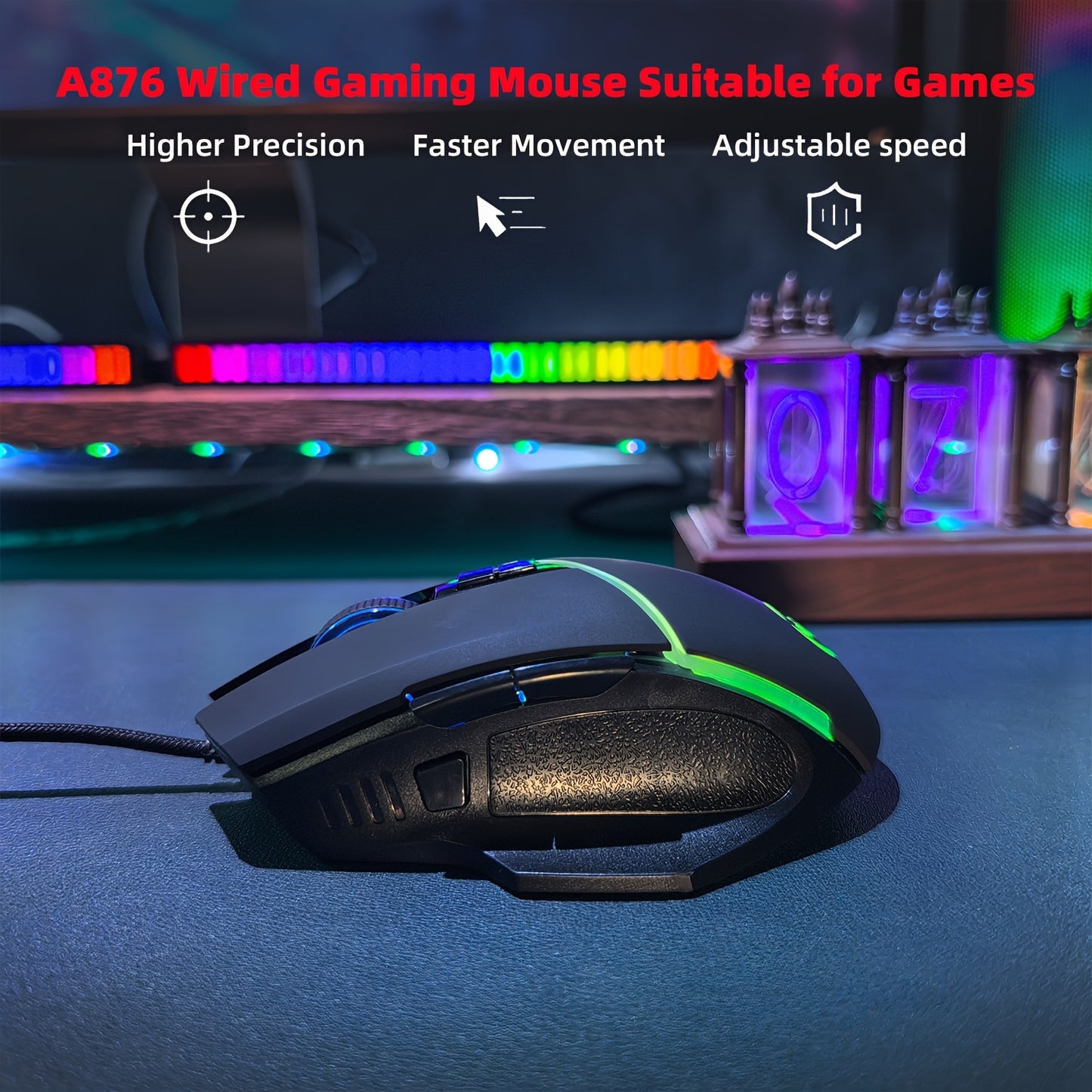 Gaming Mouse Premium Gaming Mouse with Stunning LED Lighting, Durable Braided Cables