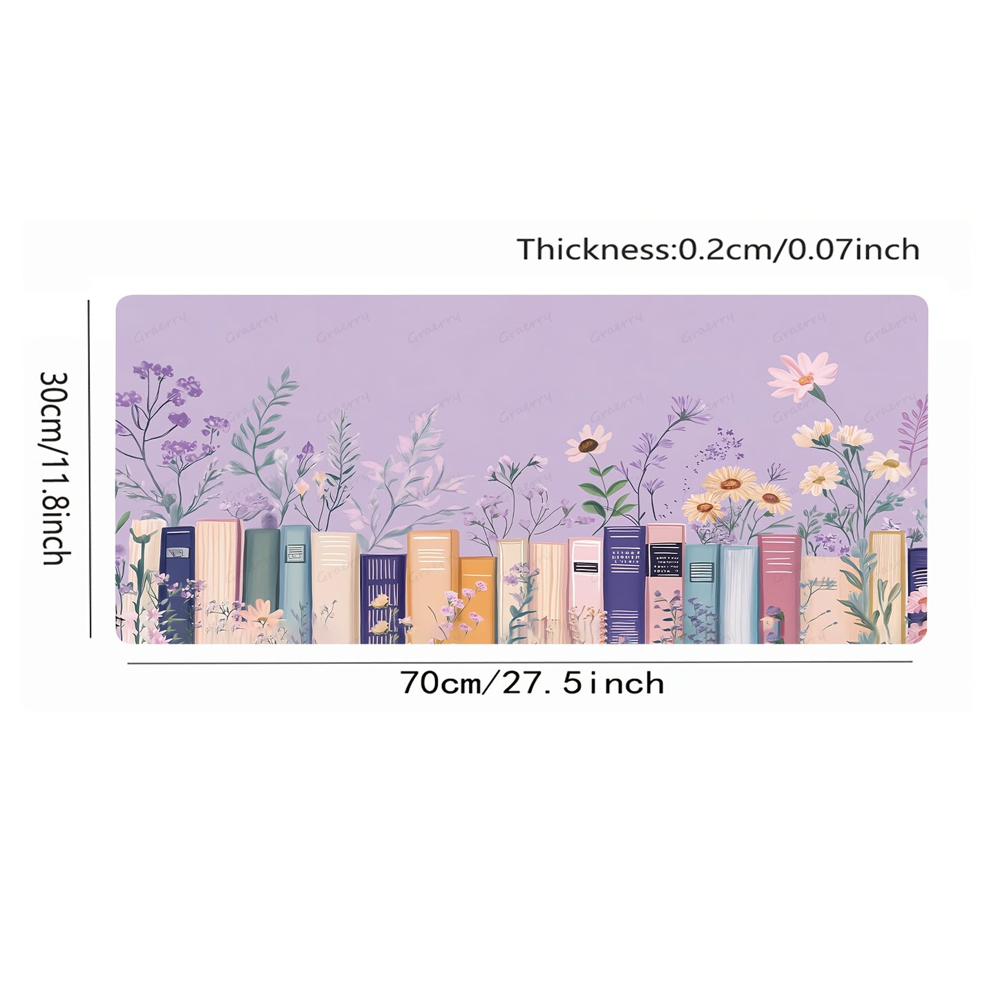 1pc Purple Bookish Lavender Large Mouse Pad