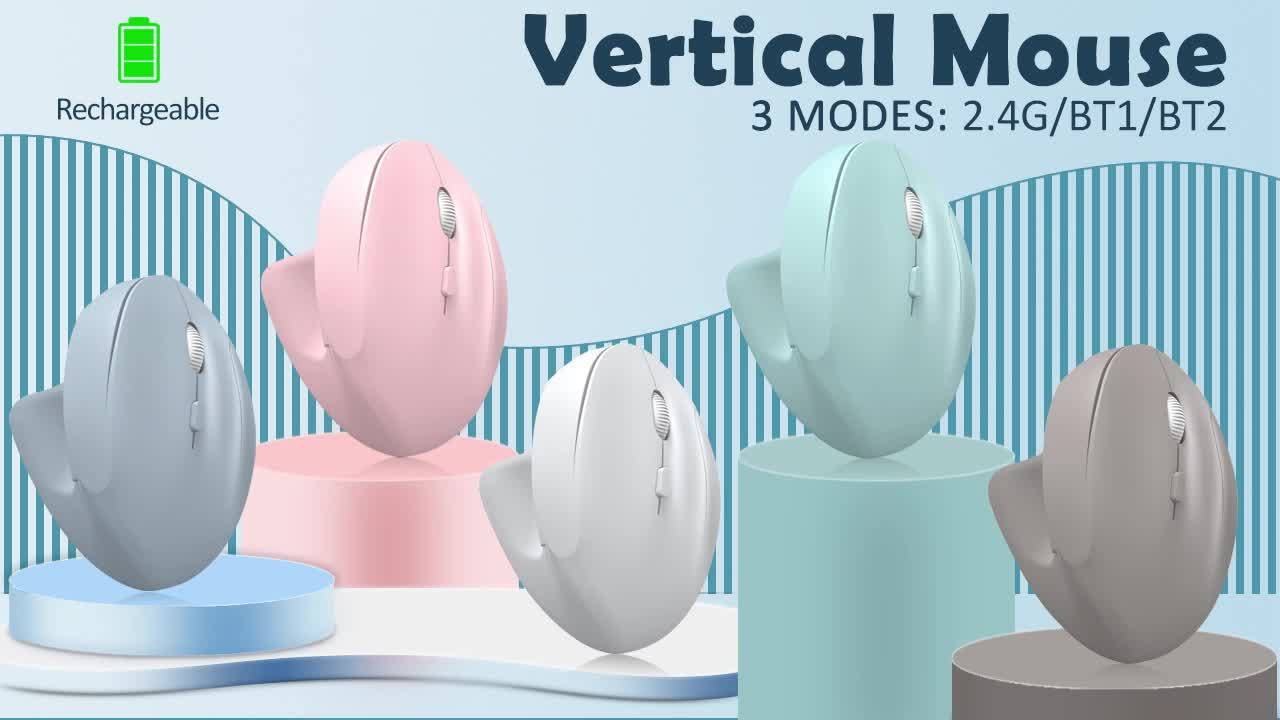 Ergonomic Wireless Vertical Mouse, Dual Mode 2.4G USB+BT 6-Button Standing Vertical Optical Mouse for PC Computer