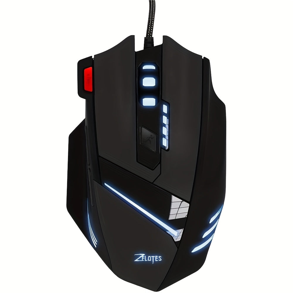 Wired Gaming Mouse Optical Adjustable USB Computer Programmable LED Backlight Mice 7 Buttons Gaming for PC Laptop Gamer Zelotes T-60