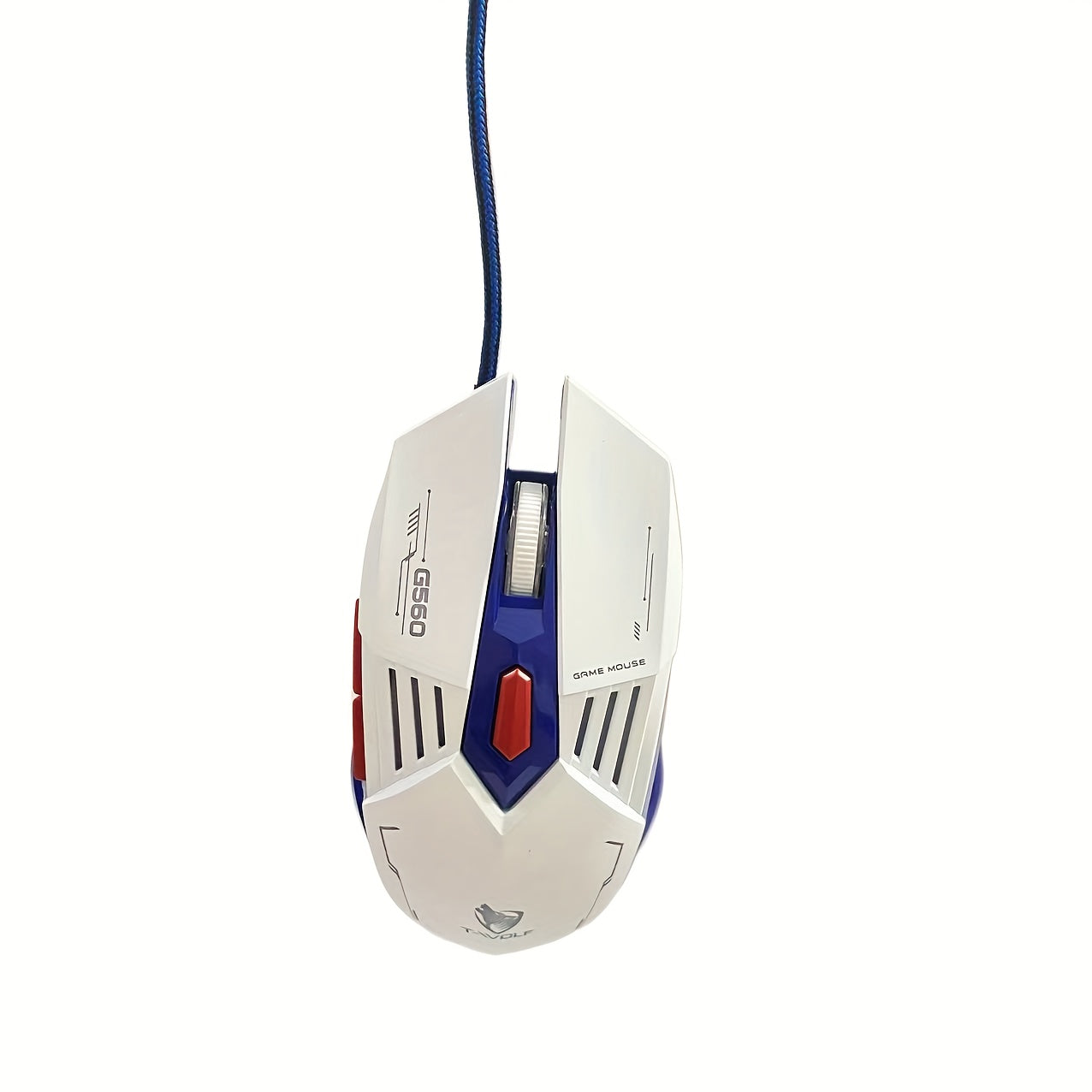 T-WOLF G560 Blue Wired Gaming Mouse Mechanical Design for Esports PC Gaming