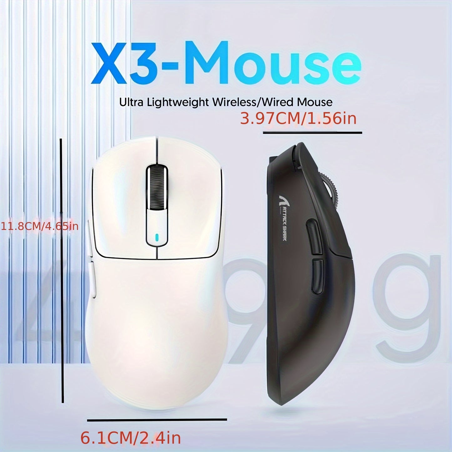 X3 Lightweight Wireless Gaming Mouse With Tri-Mode 2.4G