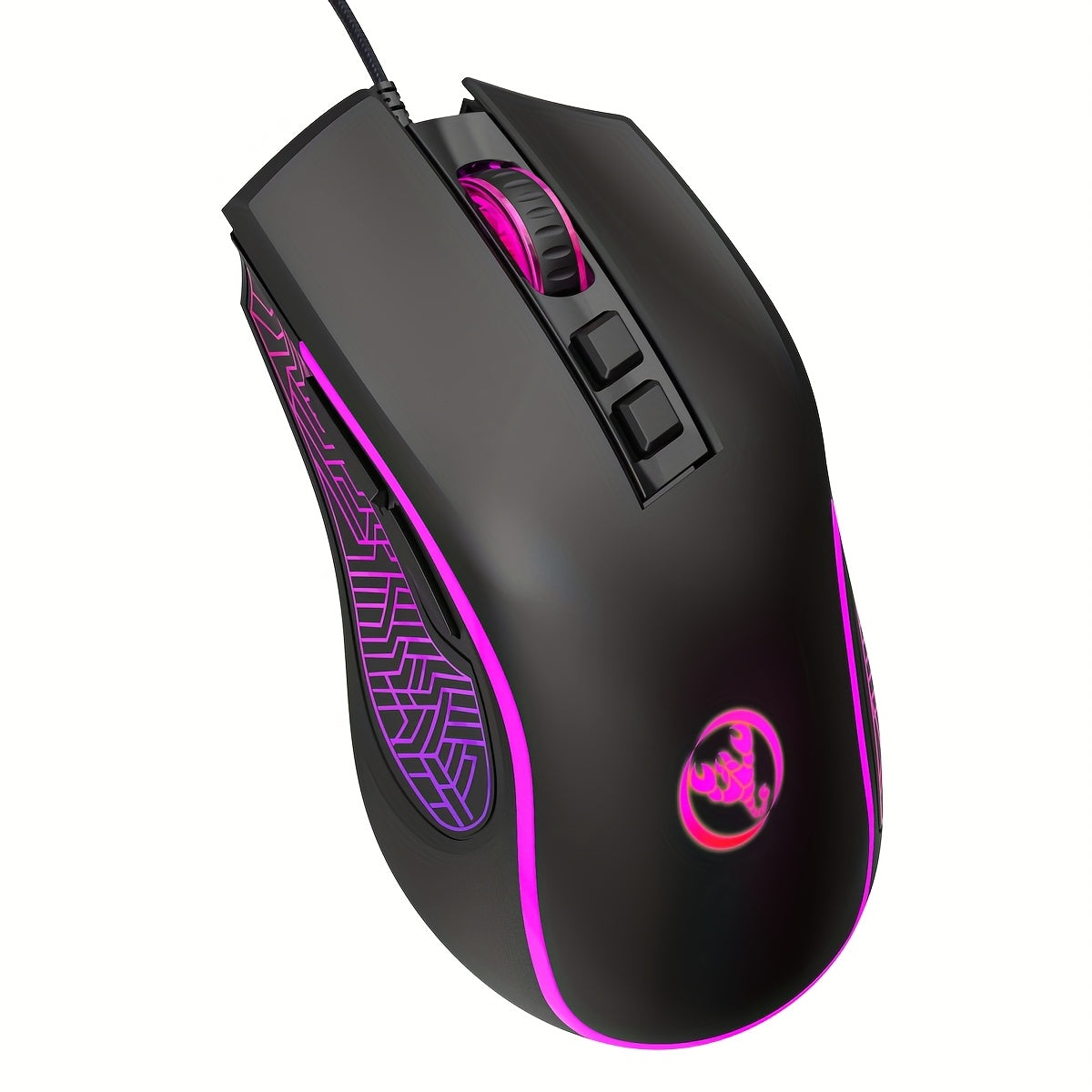 HXSJ New USB Wired Mouse with Colorful Backlight, 7 Buttons, Optical Tracking, Plug-and-Play, Suitable for Home, Office and Gaming - Model X100
