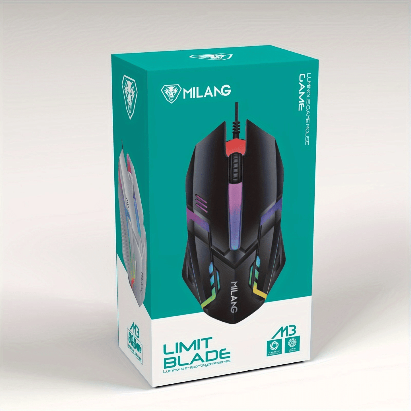 1pc MILANG Wired Gaming Mouse, RGB Backlit, Ergonomic Design, 3D Non-Slip Roller with Scale