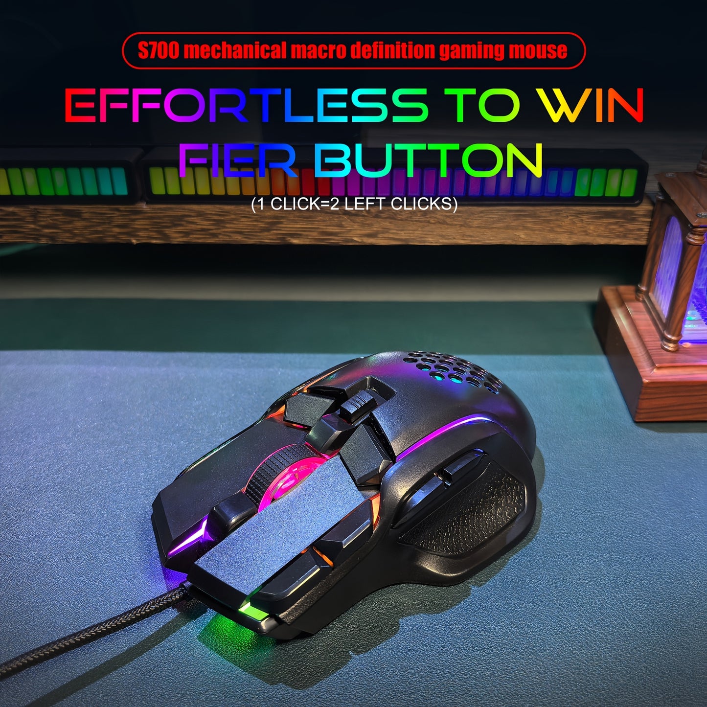 10-Key Wired Gaming Mouse with 13 RGB Lighting Modes, 12800 Performance
