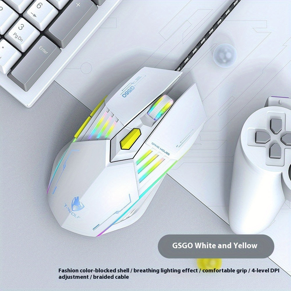 T-WOLF G560 Blue Wired Gaming Mouse Mechanical Design for Esports PC Gaming