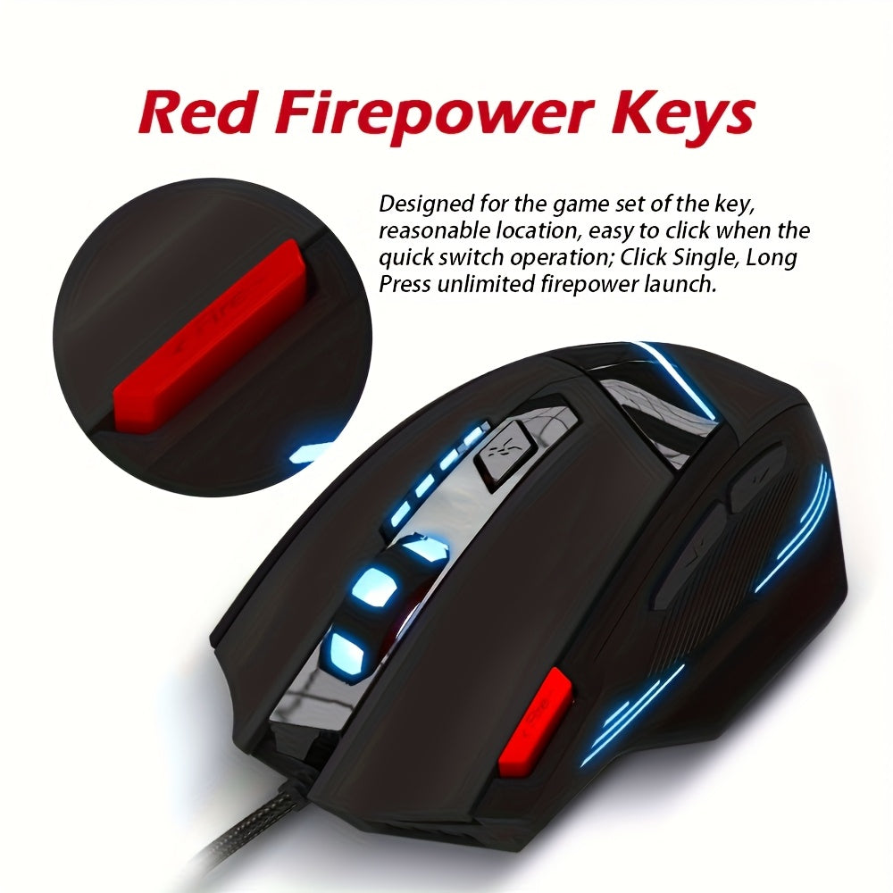 Wired Gaming Mouse Optical Adjustable USB Computer Programmable LED Backlight Mice 7 Buttons Gaming for PC Laptop Gamer Zelotes T-60