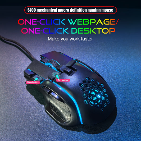 10-Key Wired Gaming Mouse with 13 RGB Lighting Modes, 12800 Performance