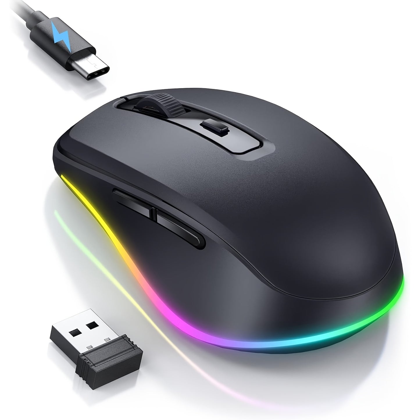 Seenda Wireless Mouse, Rechargeable Light Up LED Mouse, Office Mouse