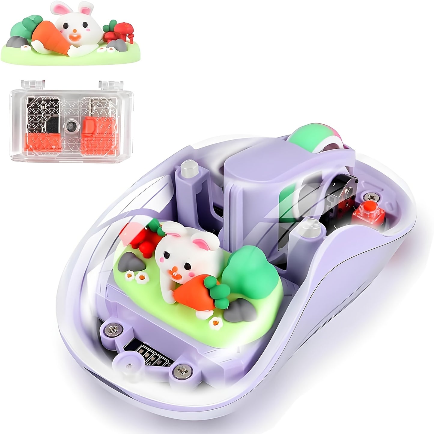 Cute Wireless USB C Mouse - Bluetooth Triple Mode Rechargeable Cartoon Mouse for Laptops