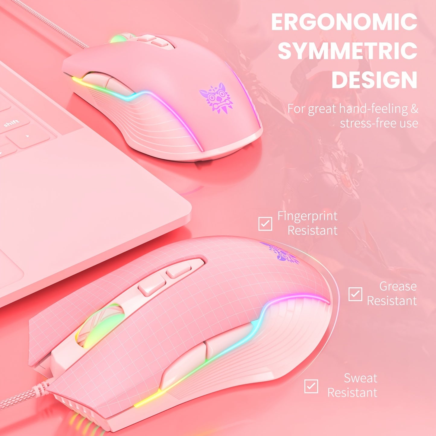 ONIKUMA CW905 Wired Mouse with Silent Operation, Designed for Gaming And Esports, Featuring Mechanical Keys, RGB Lighting, And a Heavy USB Connection for Computers And Laptops.