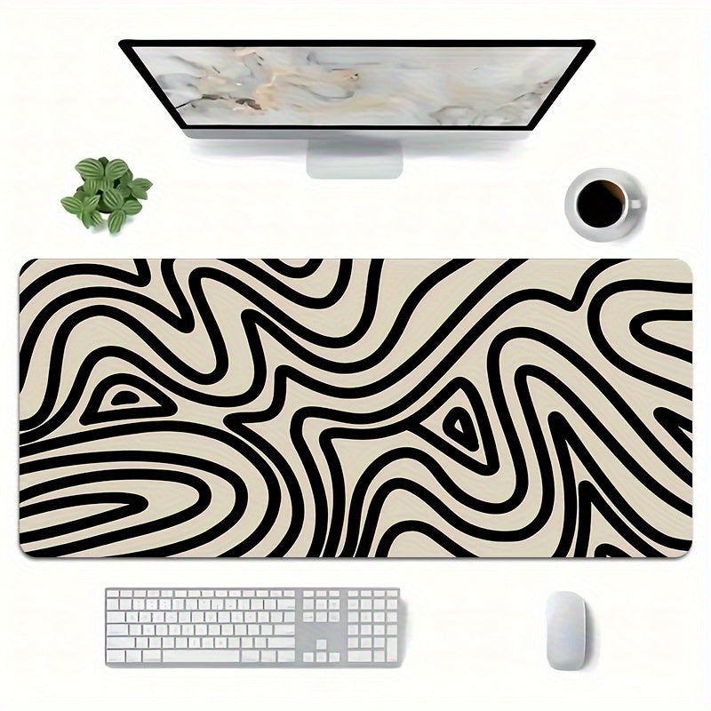 Large HD Abstract Line Art Gaming Mouse Pad - Non-Slip Rubber Base Rectangular Desk Mat