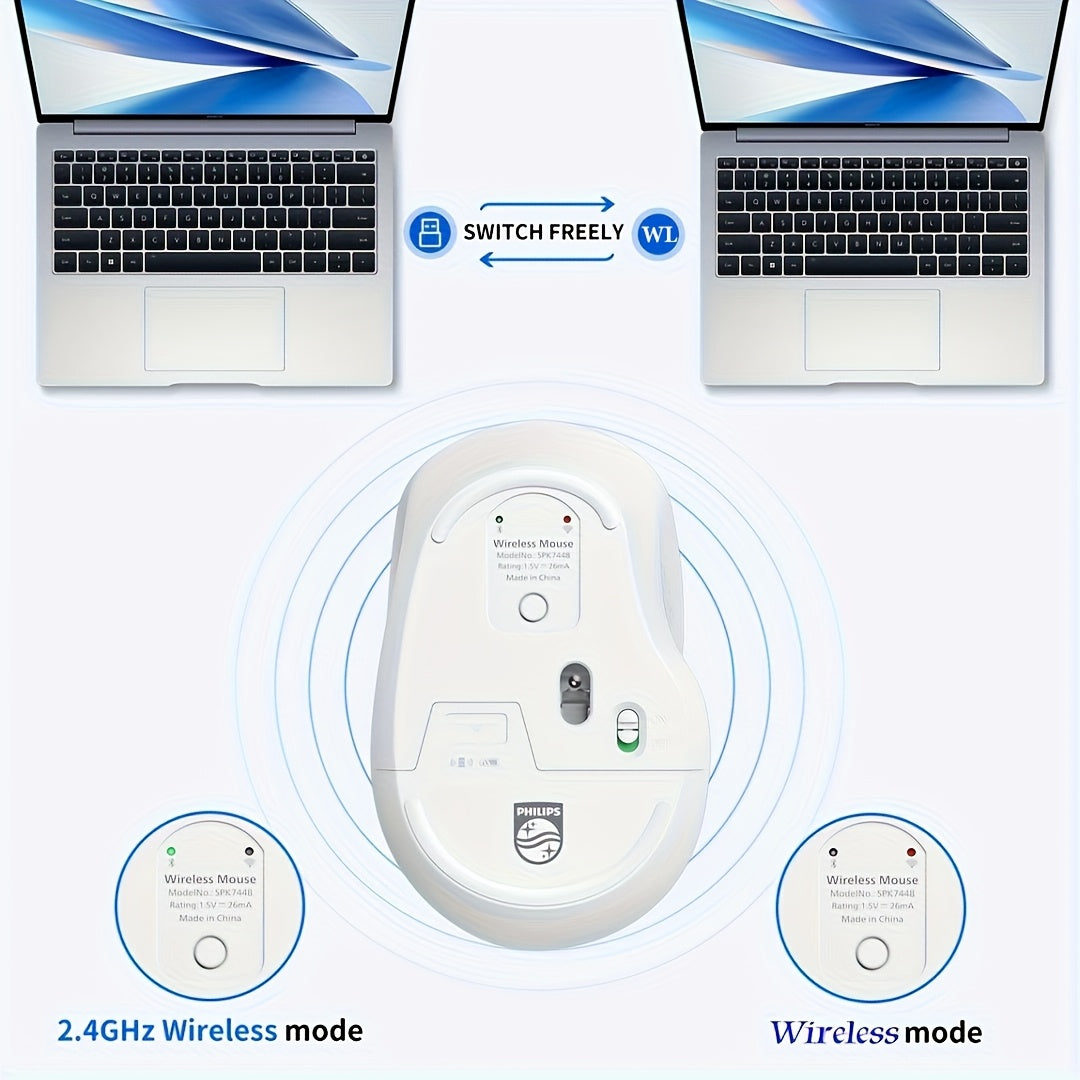 Philips Dual Mode Business Mouse, 2.4G Wireless Mouse, Ergonomic Design